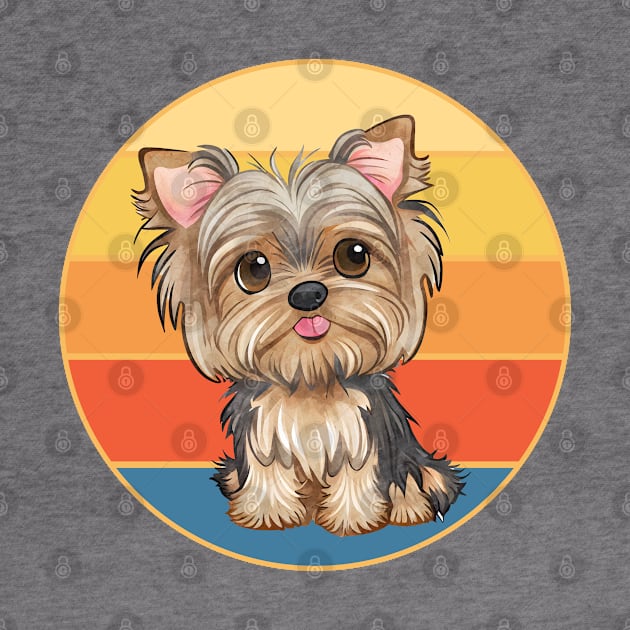 Cute Yorkshire Terrier Dog Breed Vintage Retro Sunset Animal Pet Yorkie by Inspirational And Motivational T-Shirts